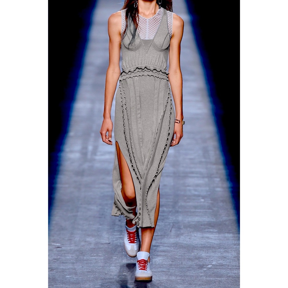 ALEXANDER WANG Ruffle Jersey Grey Dress Sz 4